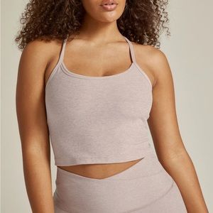 Beyond Yoga chai spacedye slim racer back cropped tank S